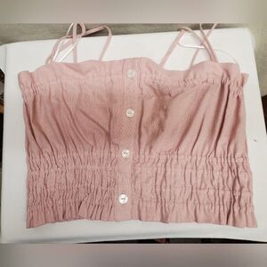 Love Tree Soft Pink Elastic Waist Halter Crop Top in Size L